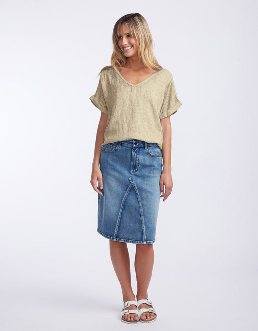 Love From Italy Calypso Linen Short Sleeve Top (Natural)