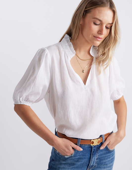 White & Co. Camden Ruffle Blouse (White)