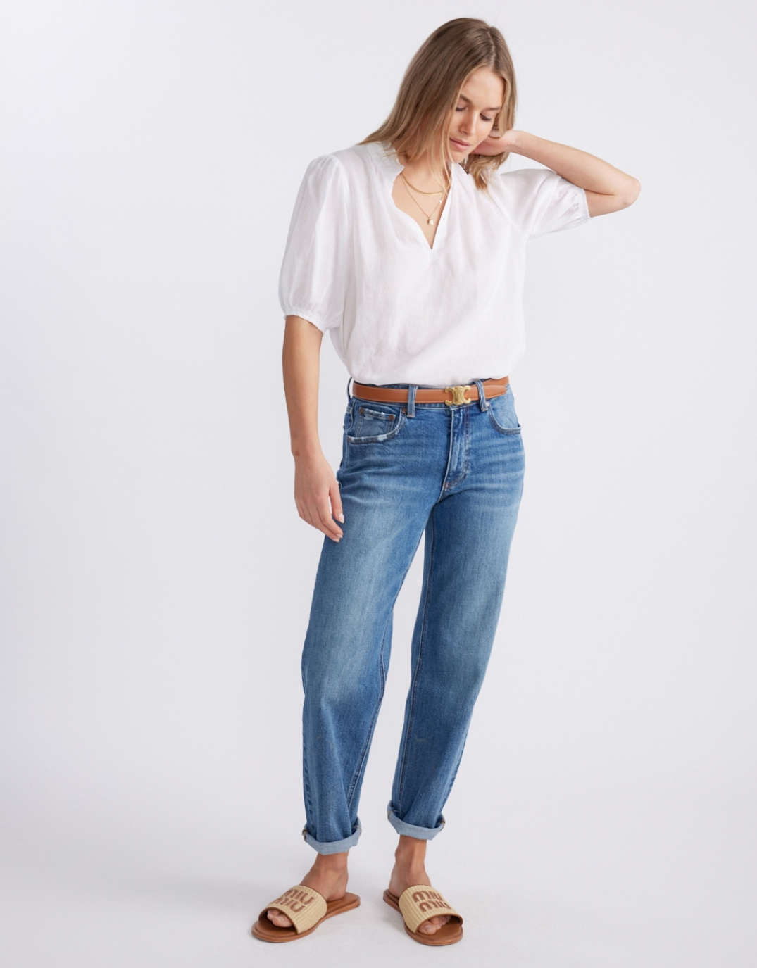 White & Co. Camden Ruffle Blouse (White)