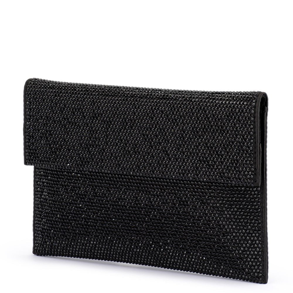 Olga Berg CARA Crystal Envelope Clutch (Black)
