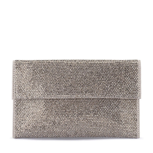Olga Berg CARA Crystal Envelope Clutch (Gunmetal)
