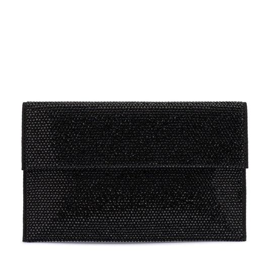 Olga Berg CARA Crystal Envelope Clutch (Black)