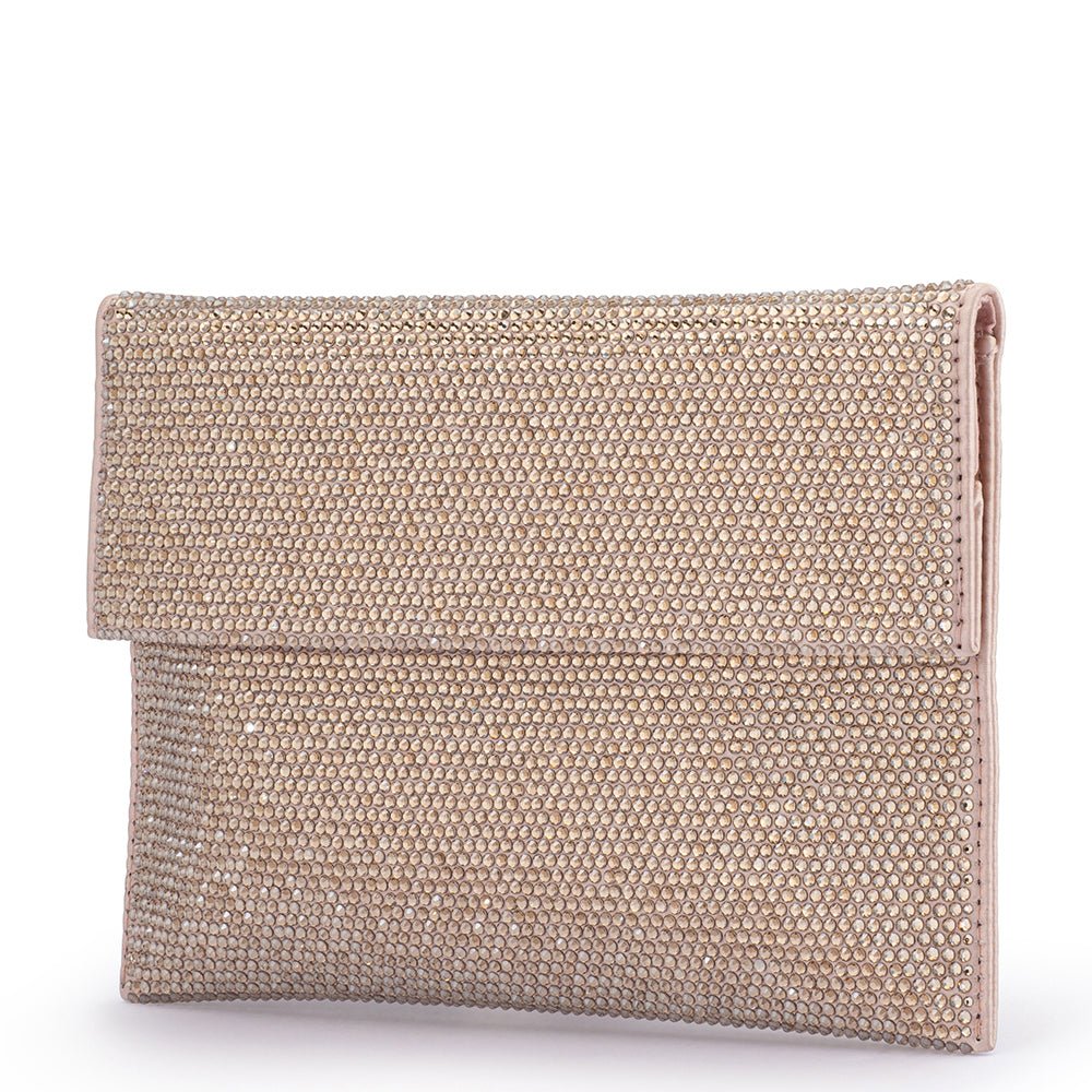 Olga Berg CARA Crystal Envlope Clutch (Champagne)