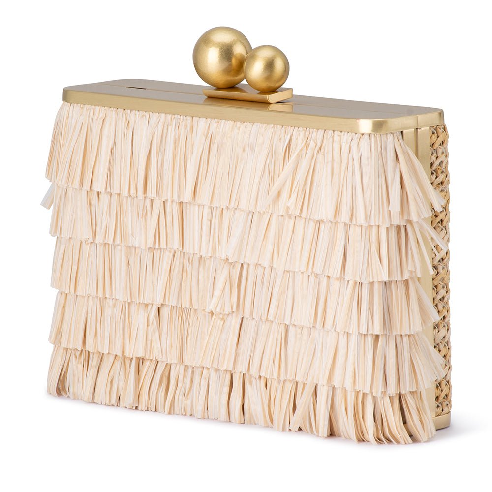 Olga Berg CARLITA Fringe Clutch (Natural)