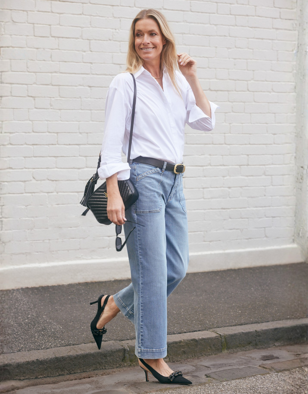 White & Co. Catalina Wide Leg Jeans (Mid Wash)