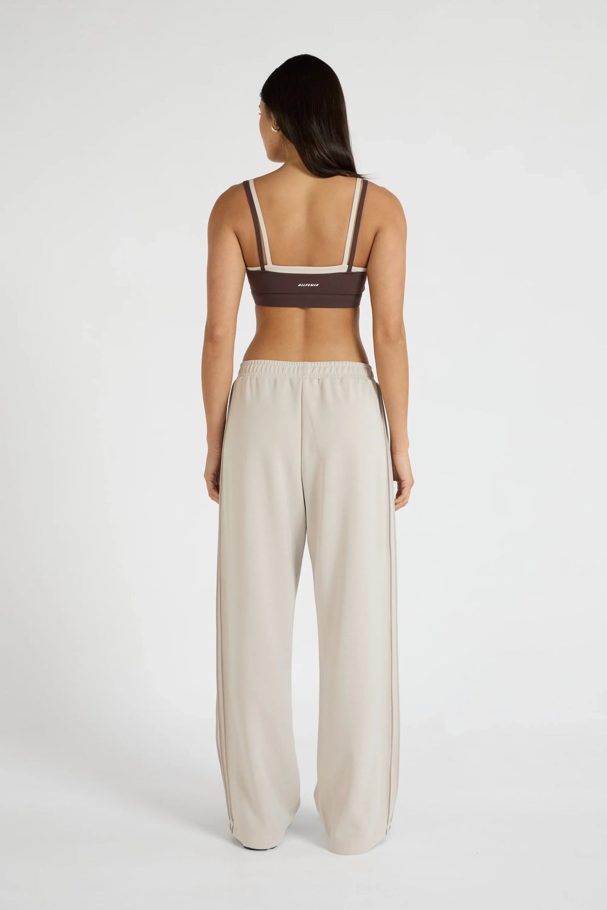 ALLFENIX Soft Luxury Pin Tuck Wide Leg Track Pant (Stone)