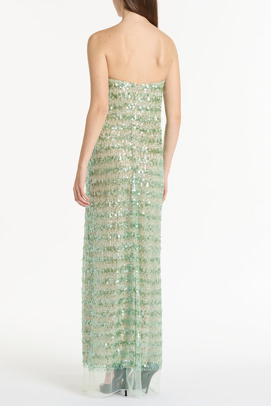 Carla Zampatti Celedon Sequin Strapless Gown (Green)