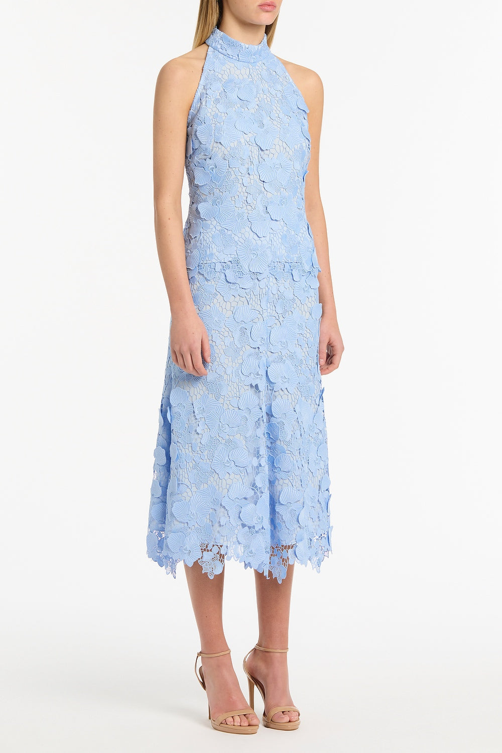 Carla Zampatti Celeste 3D Lace Halter Top (Blue)