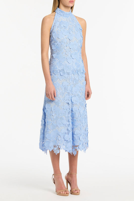 Carla Zampatti Celeste 3D Lace Halter Top (Blue)