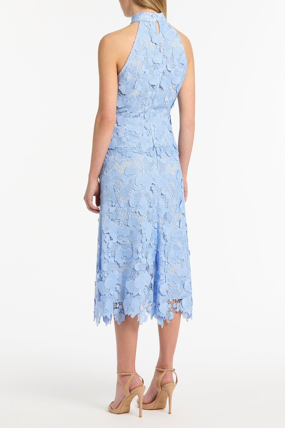 Carla Zampatti Celeste 3D Lace Halter Top (Blue)