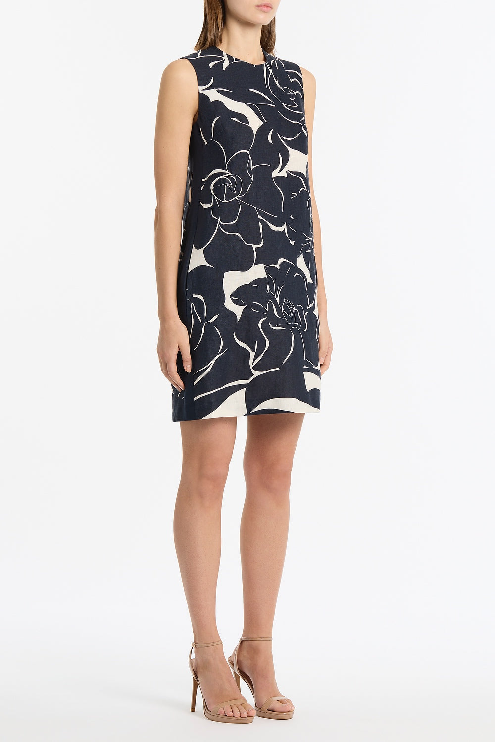 Carla Zampatti Celestial Petals Linen Shift Dress (Navy)