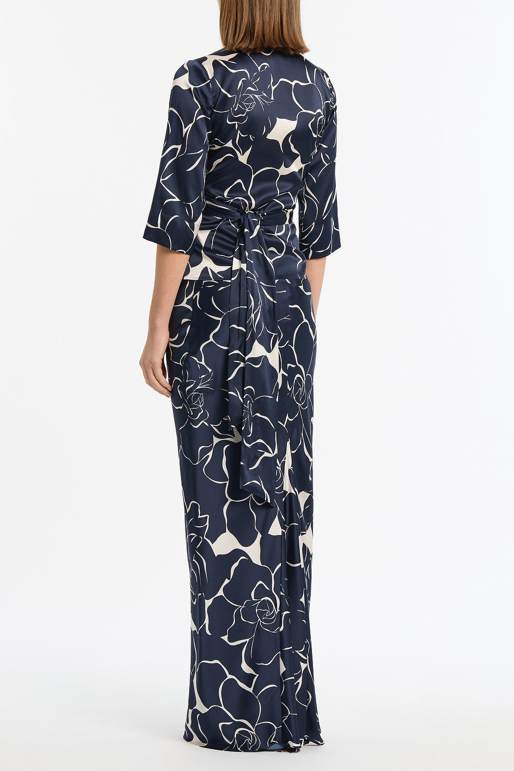 Carla Zampatti Celestial Petals Silk Viscose Wrap Top (Navy)