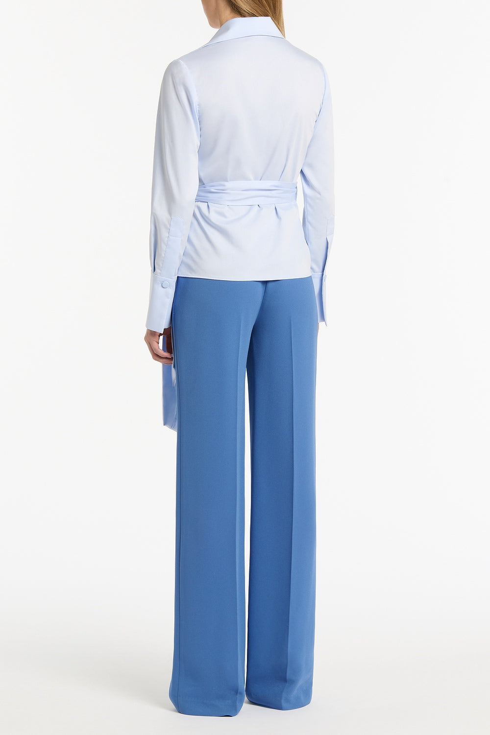 Carla Zampatti Chambray Wrap Top (Blue)
