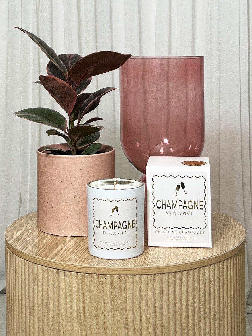 Image of Decor. Product name - Champagne S'il Vous Plait Candle Gold in Gold colour by brand - Cedargris