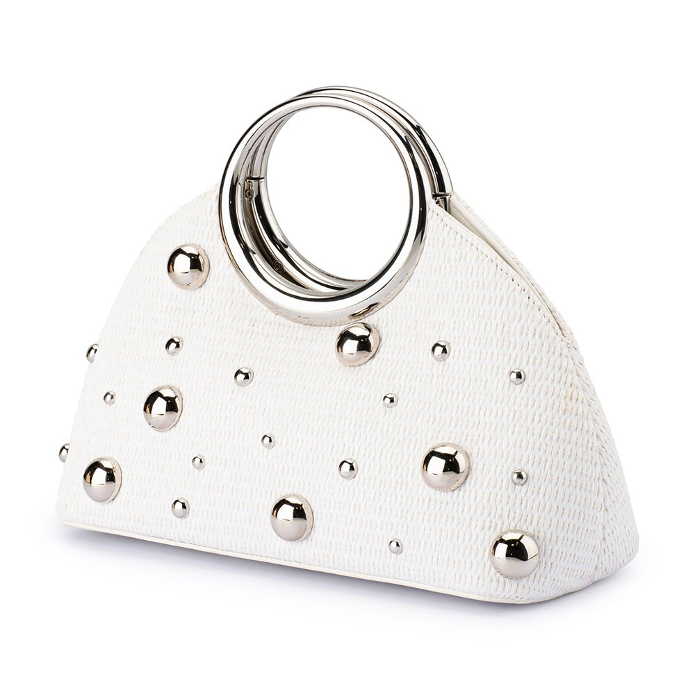 Olga Berg CHARLOTTE Woven Top Handle (White)