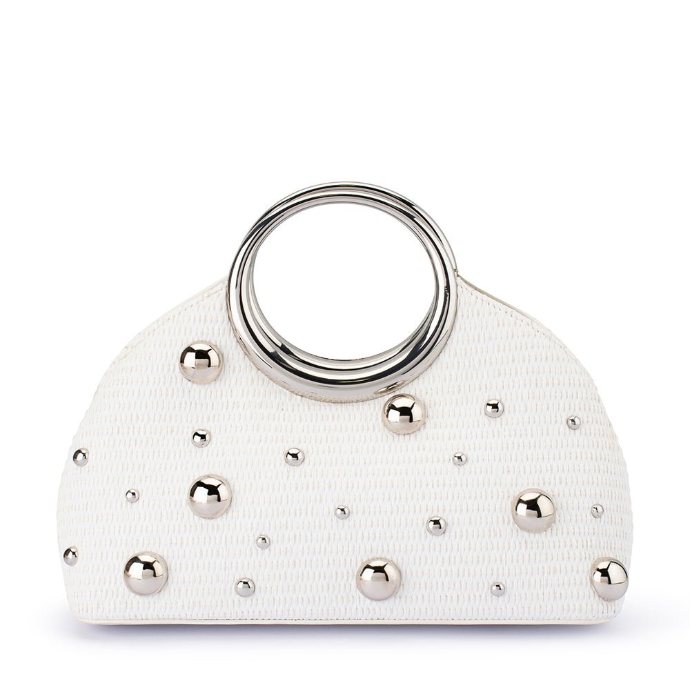Olga Berg CHARLOTTE Woven Top Handle (White)