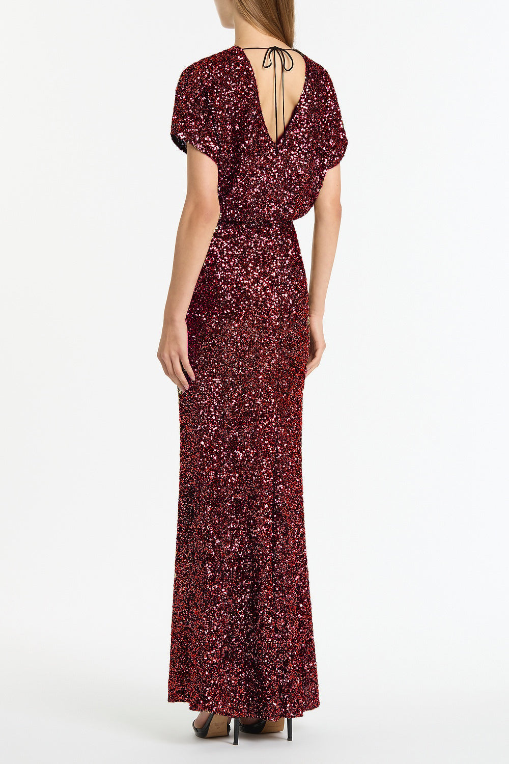 Carla Zampatti Cherry Crushed Sequin Column Skirt (Red)