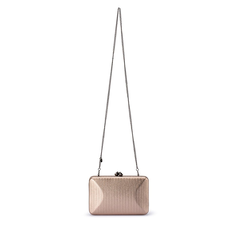 Olga Berg CHICA Metallic Textured Clutch (Red)