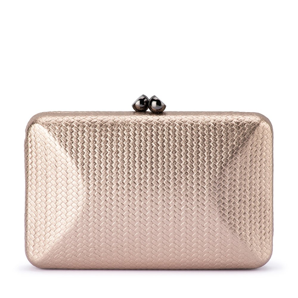 Olga Berg CHICA Metallic Textured Clutch (Red)