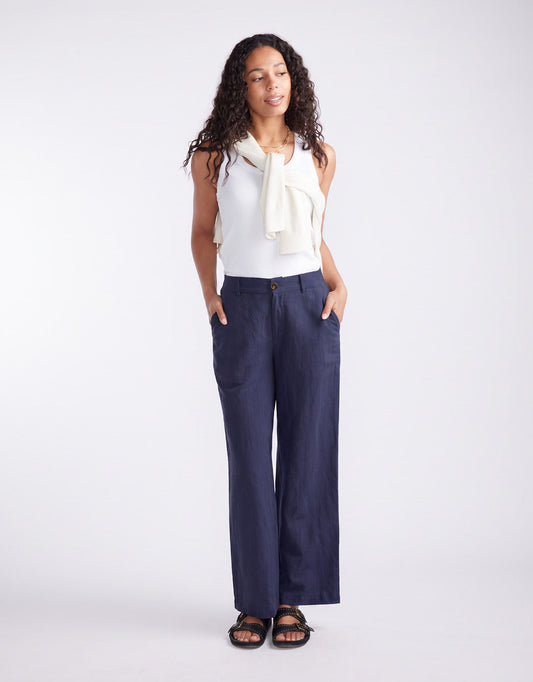 White & Co. Chicago Linen Pant (Navy)