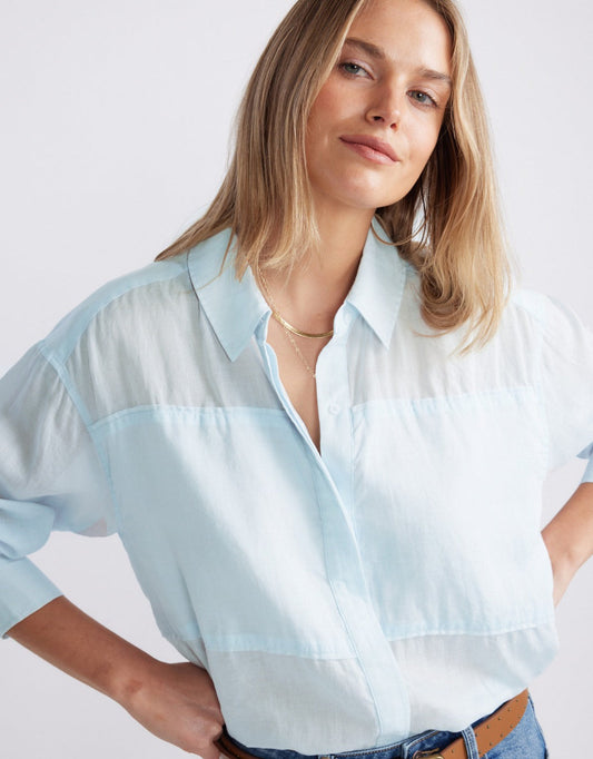 White & Co. Chloe Panel Shirt (Ice Blue)