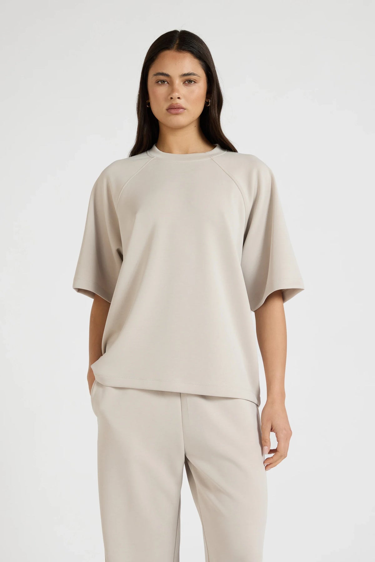 Image of T-Shirts. Product name - Soft Luxury Tee in Stone colour by brand - All Fenix
