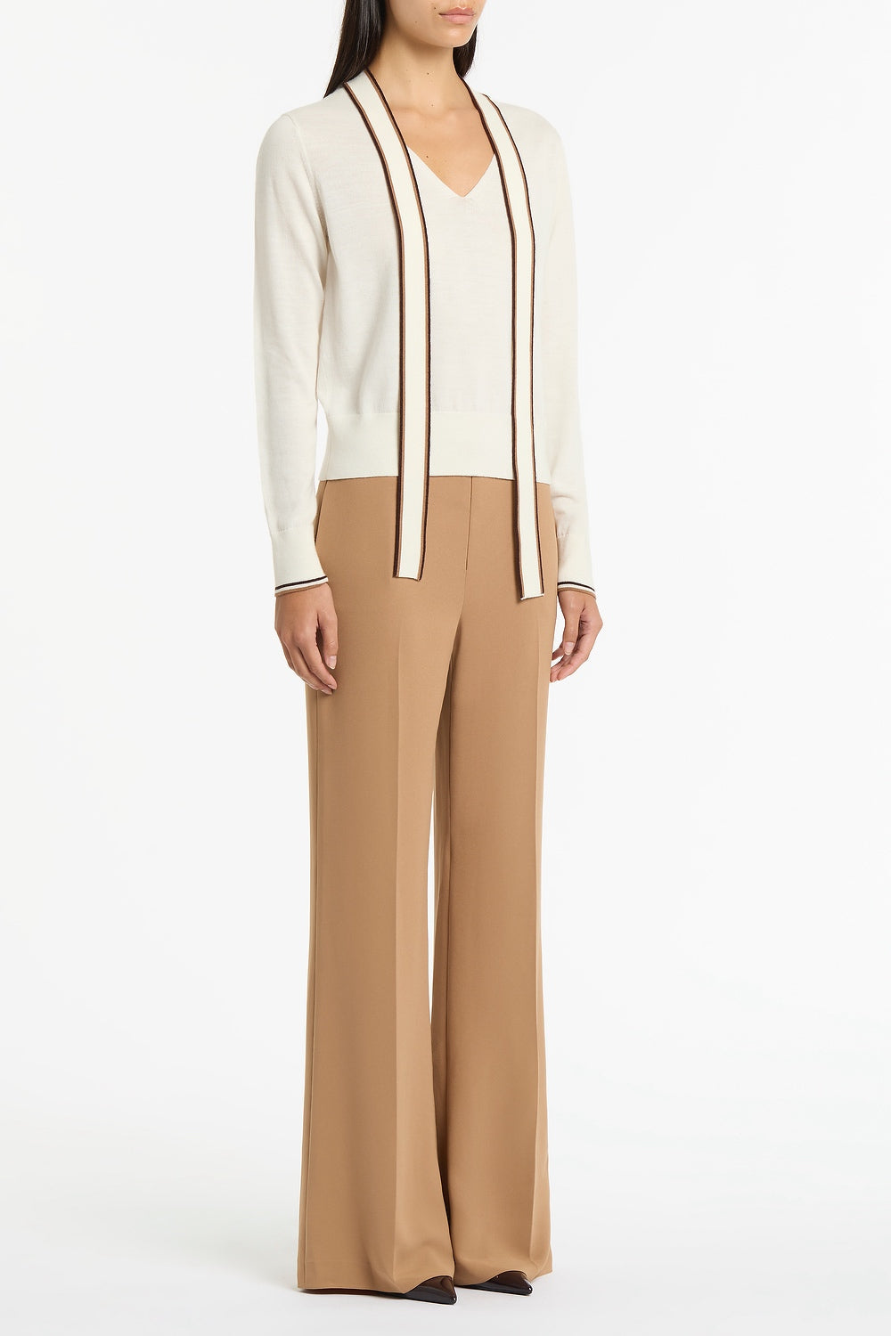 Carla Zampatti Cinnamon Crepe Classic Flared Pant (Brown)