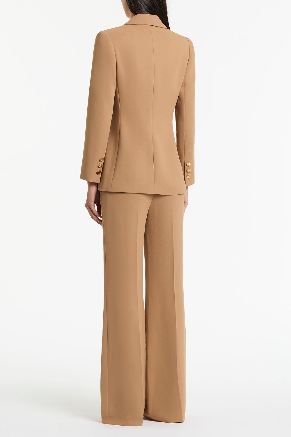 Carla Zampatti Cinnamon Crepe Peaked Double Breasted Jacket (Brown)