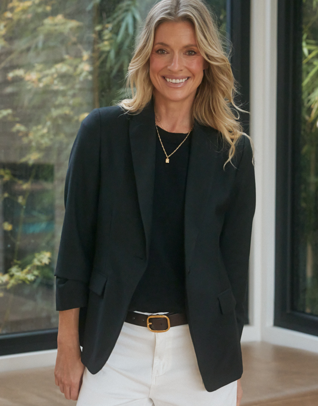 Image of Jackets. Product name - Classic Wool Blazer Black in Black colour by brand - White & Co.