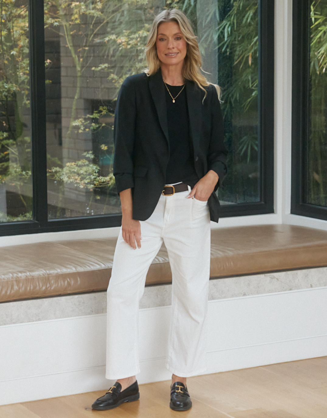 Image of Jeans. Product name - Sophia Cropped Stretch Jean White in White colour by brand - Country Denim