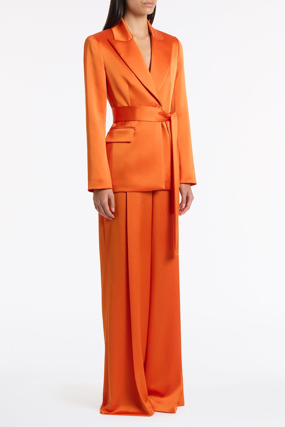 Carla Zampatti Clementine Satin Acetate Deep Pleat Pant (Orange)