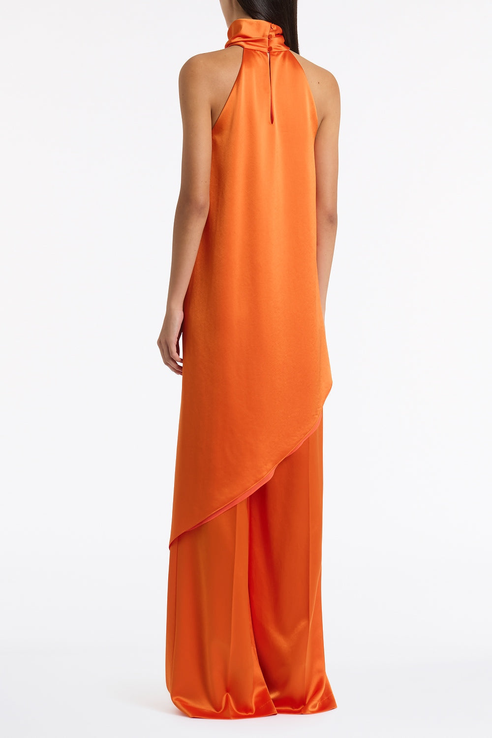 Carla Zampatti Clementine Satin Acetate Draped Asymmetric Top (Orange)