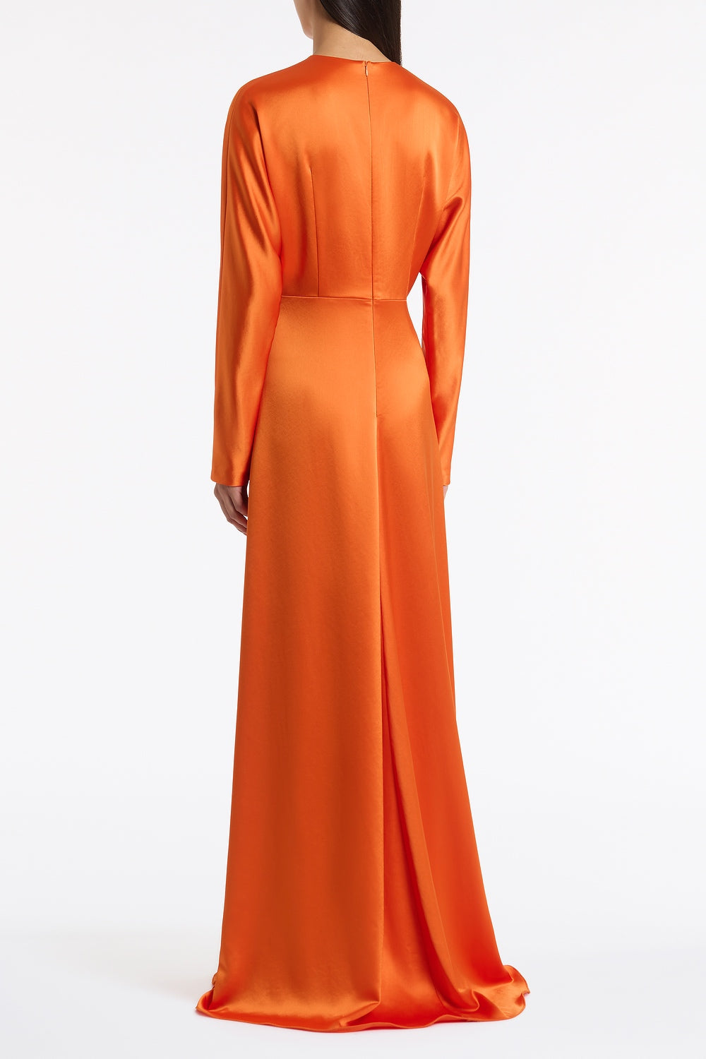 Carla Zampatti Clementine Satin Acetate Draped Soft Sleeve Dress (Orange)