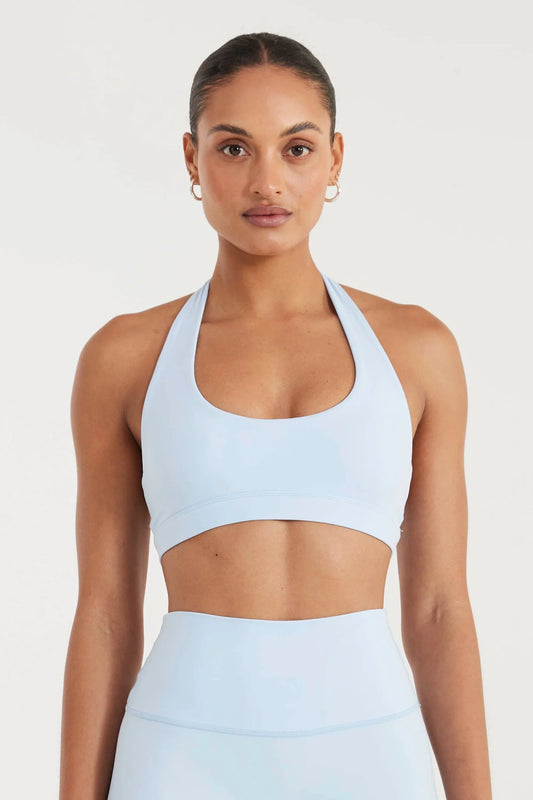 Image of Activewear. Product name - ALLFENIX CloudCore Halter Sports Bra in Blue colour by brand - All Fenix