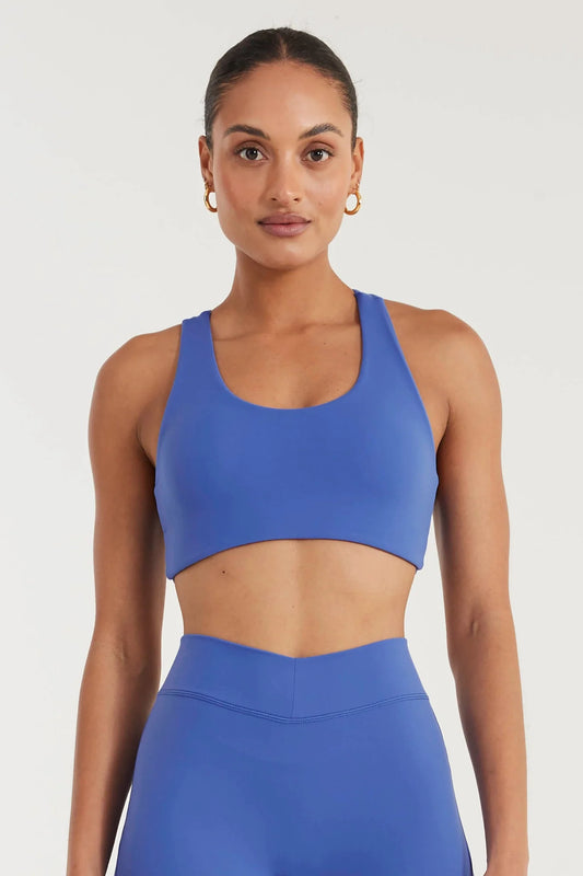 Image of Activewear. Product name - ALLFENIX CloudCore Racer Sports Bra in Blue colour by brand - All Fenix