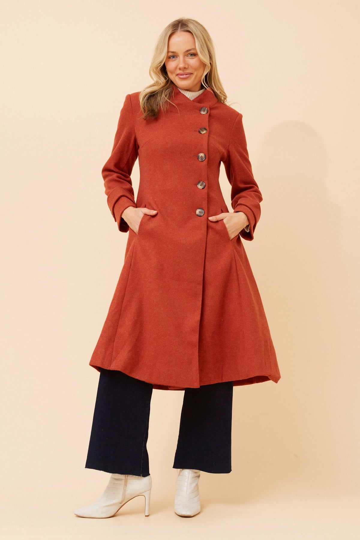 ZENITH FIT AND FLARE COAT (Rose Pink)