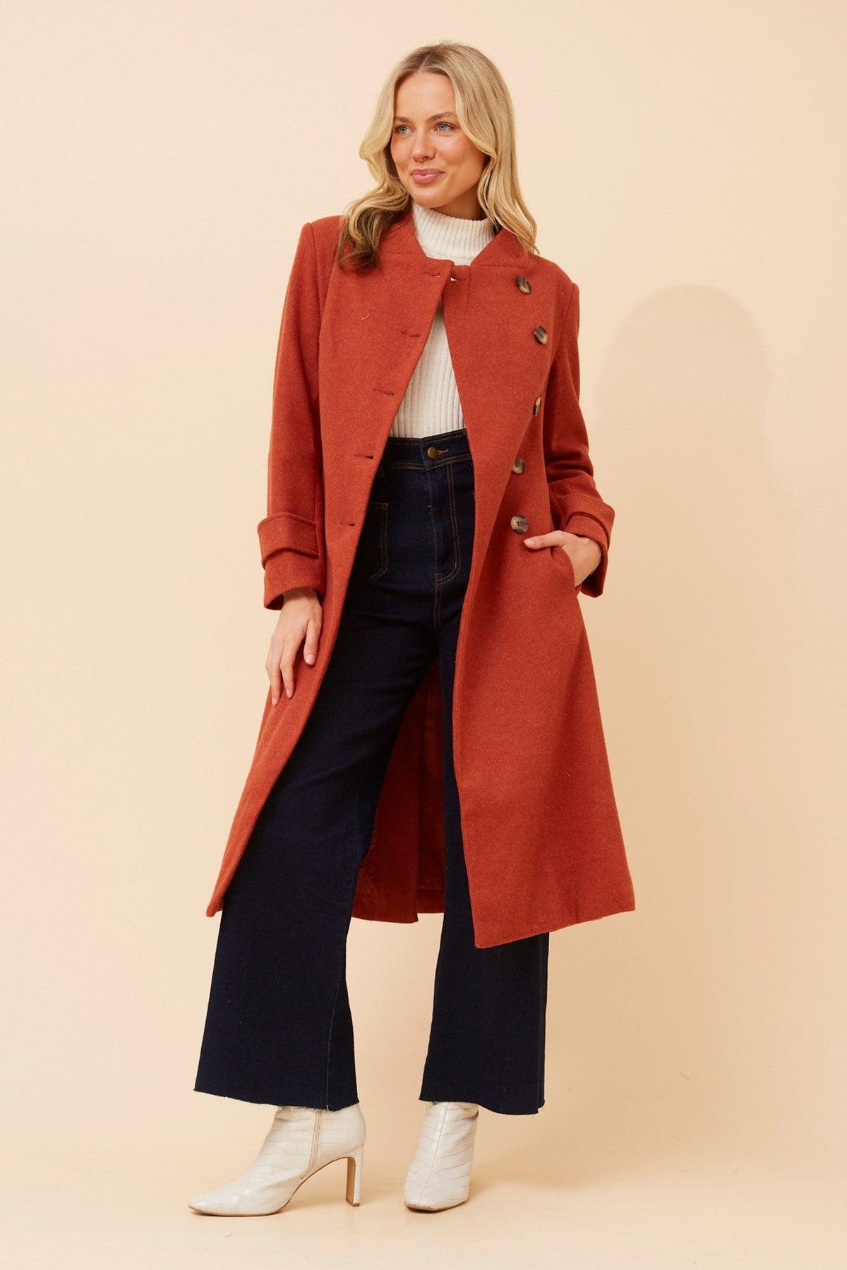 ZENITH FIT AND FLARE COAT (Rose Pink)