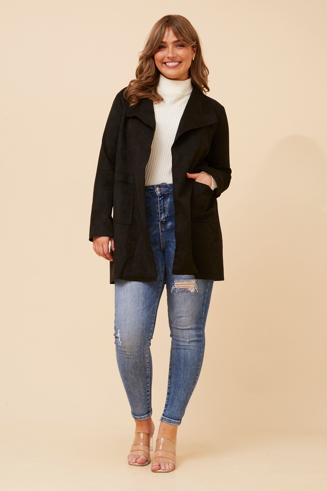 JOSIE FAUX SUEDE COAT (Black)
