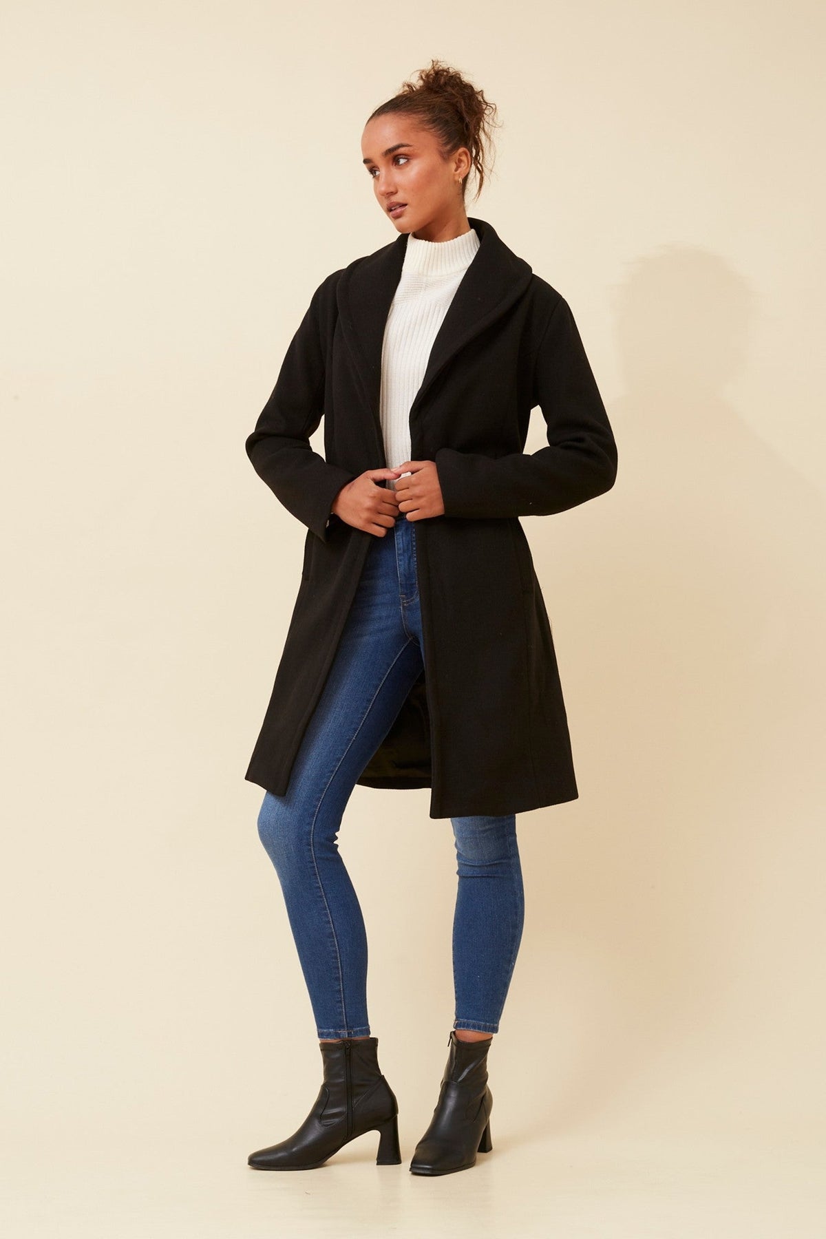 BRIDGET SHAWL COLLAR COAT (Latte)