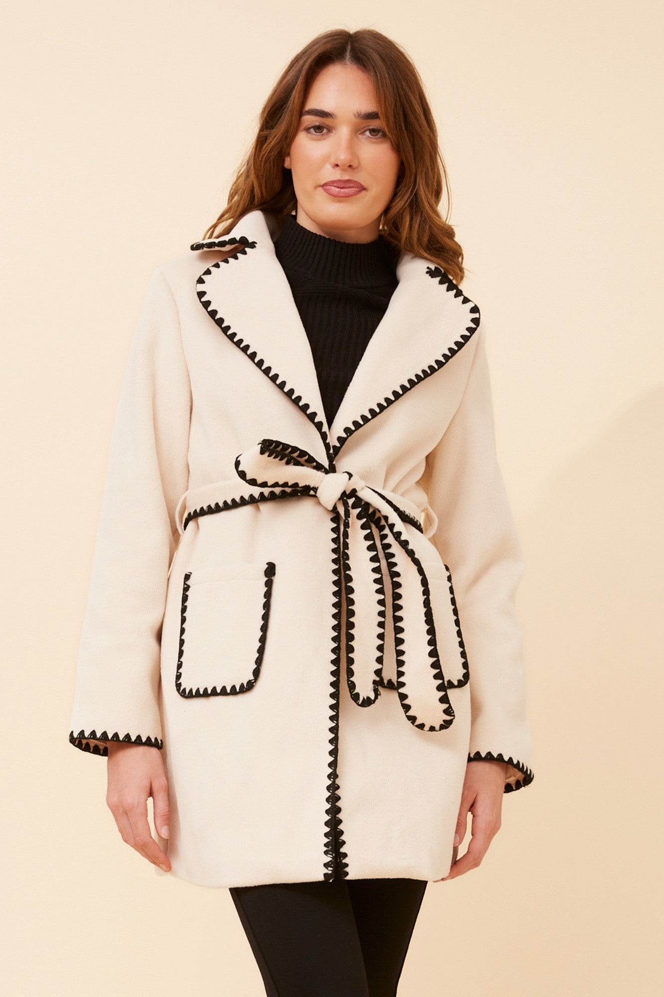 BREA BLANKET STITCHING COAT (Cream)