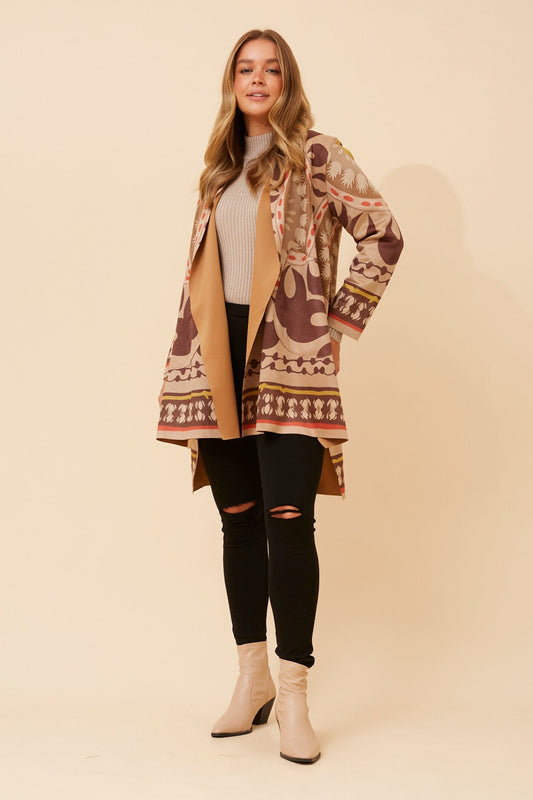 KERENA FAUX SUEDE COAT (Tan)