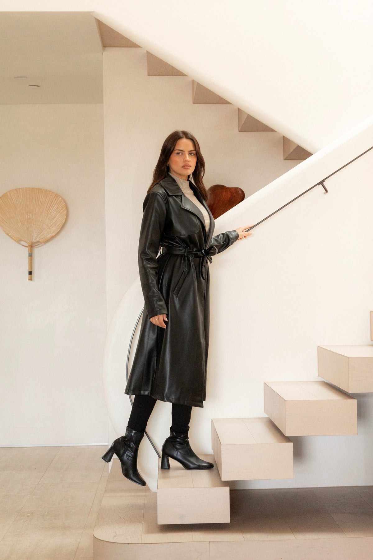 CARTIA VEGAN LEATHER TRENCH COAT (Toffee)