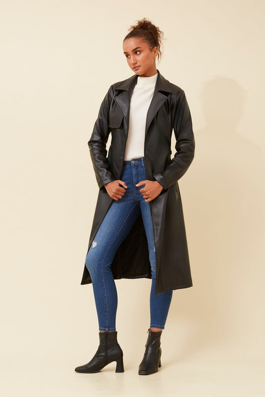 Caroline Morgan Australia CARTIA VEGAN LEATHER TRENCH COAT (Toffee)