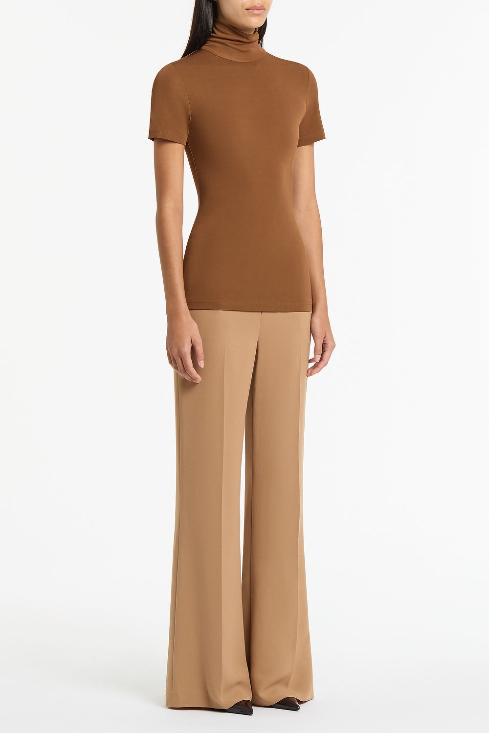 Carla Zampatti Cognac Jersey Short Sleeve Top (Brown)