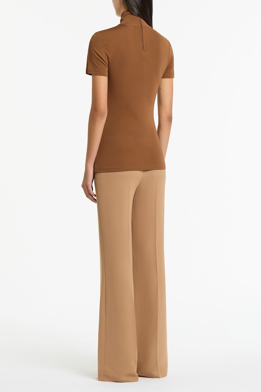 Carla Zampatti Cognac Jersey Short Sleeve Top (Brown)