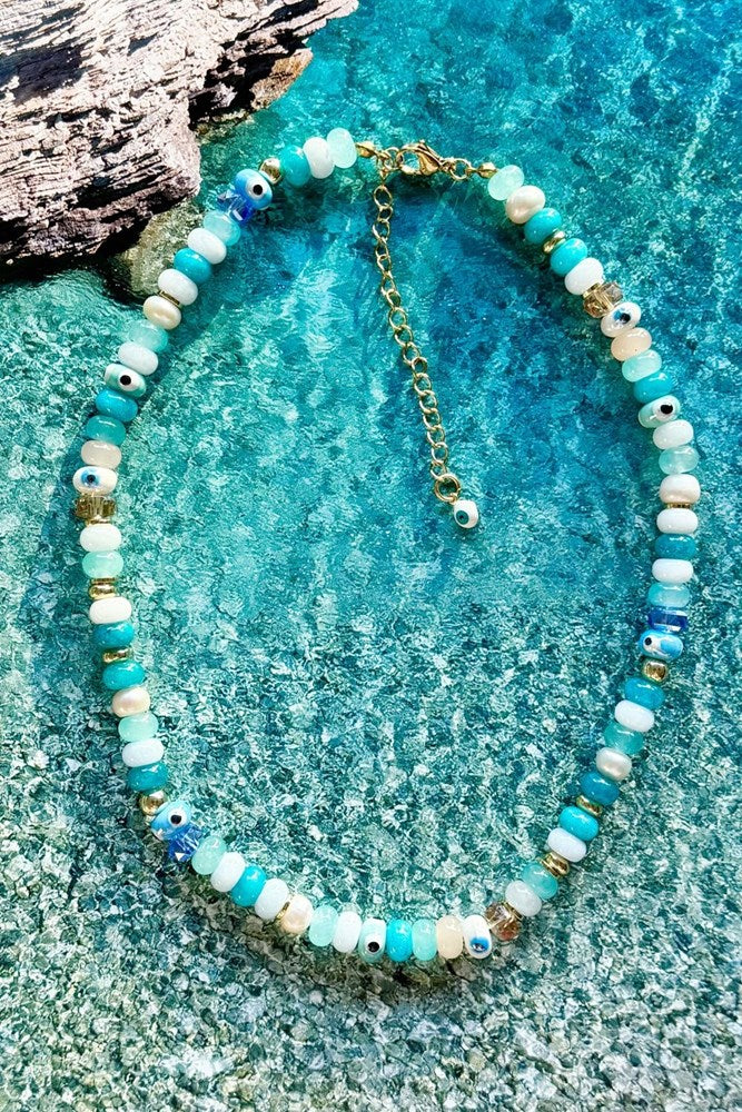 Image of Necklaces. Product name - Azzurra Necklace in Blue colour by brand - Betty Basics