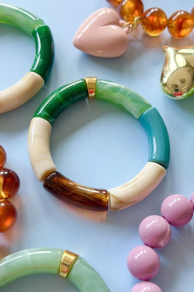 Image of Bracelets. Product name - Tube Bracelet in Green Combo colour by brand - Betty Basics
