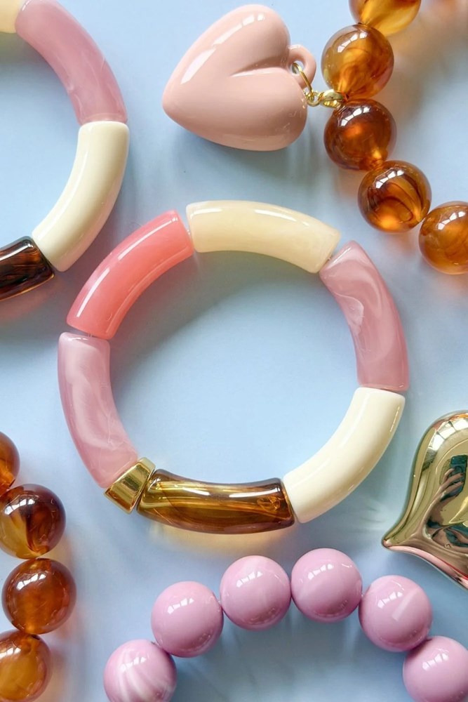 Image of Bracelets. Product name - Tube Bracelet in Rose Combo colour by brand - Betty Basics