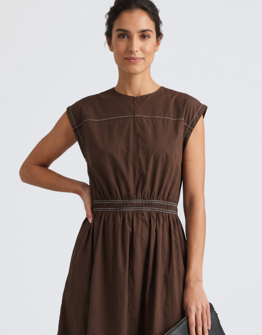 365 Days Cooper Contrast Stitch Dress (Chocolate/White)