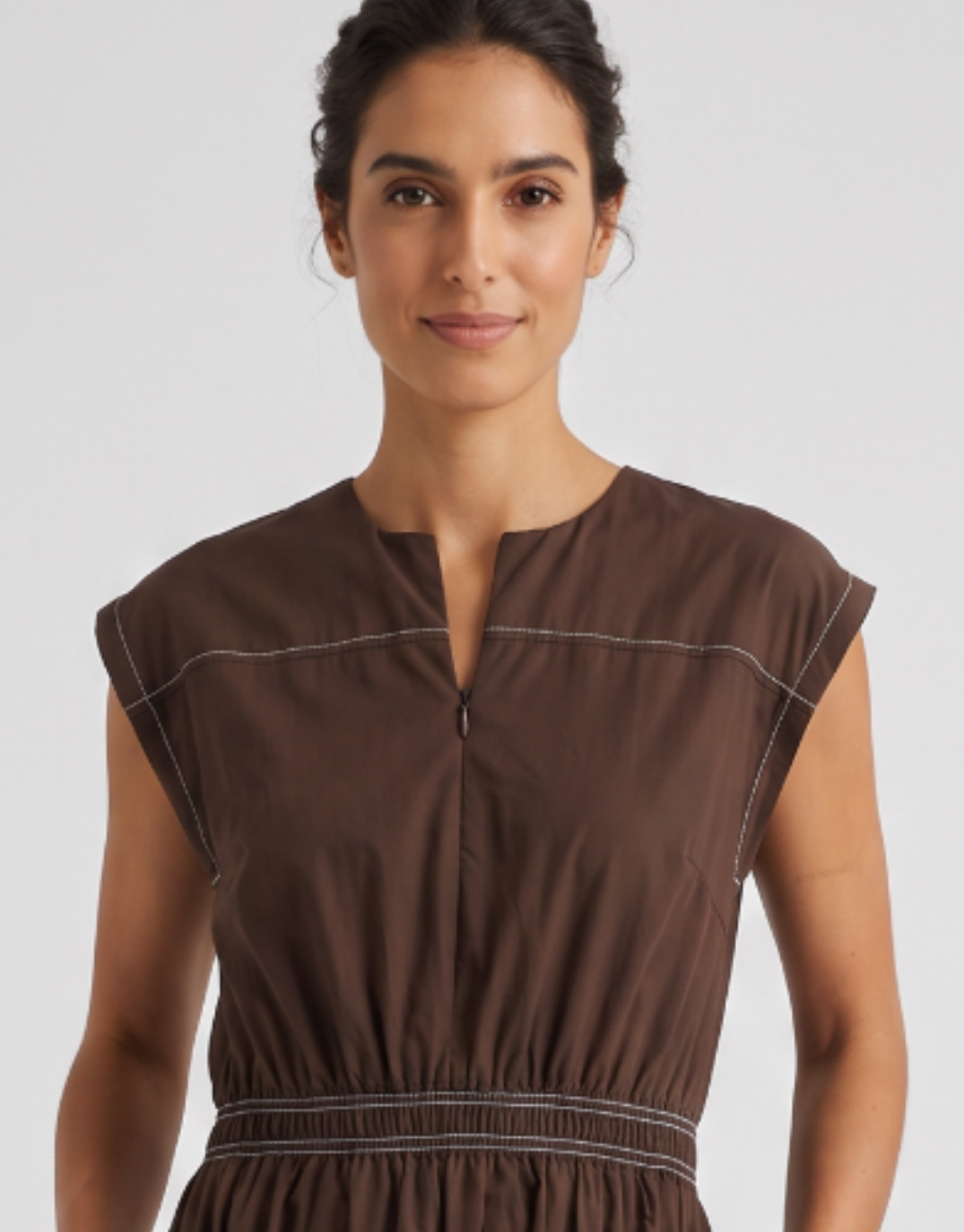 365 Days Cooper Contrast Stitch Dress (Chocolate/White)